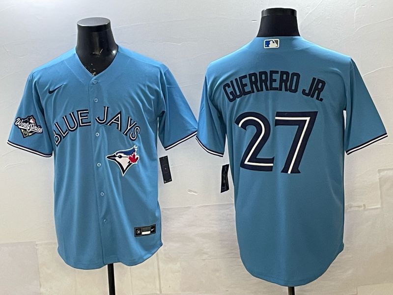 Men 2025 Nike Toronto Blue Jays #27 Guerrero jr Light Blue Game MLB Jersey 03->toronto blue jays->MLB Jersey